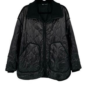 Zara Black Quilted Padded Full Zip Collared Oversized Puffer Jacket Size Small